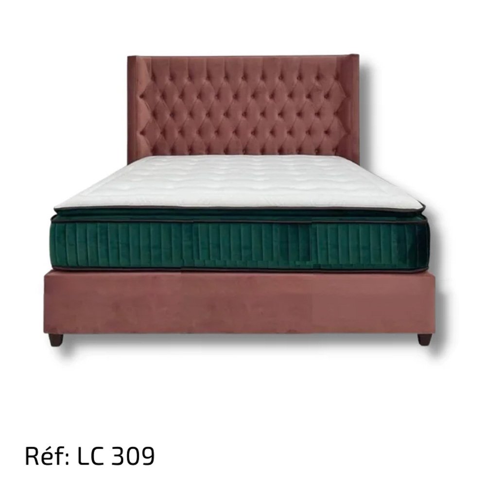 Lit Capitonné Tissu Velours Anti-taches Haute Qualité - LC309 – Image 2