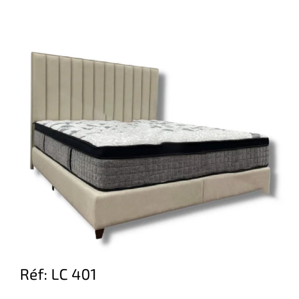 Lit Capitonné Tissu Velours Anti-taches Haute Qualité - LC401